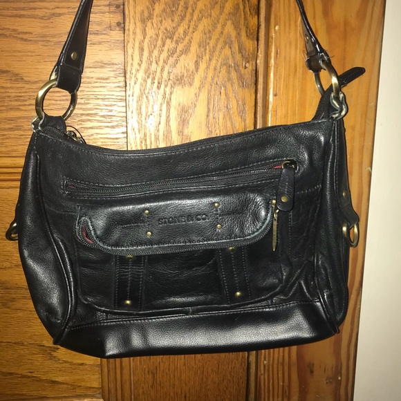 Stone and company black leather purse with strap - Picture 3 of 5